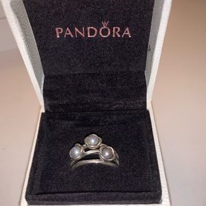 Pandora Three Wishes Pearl Ring